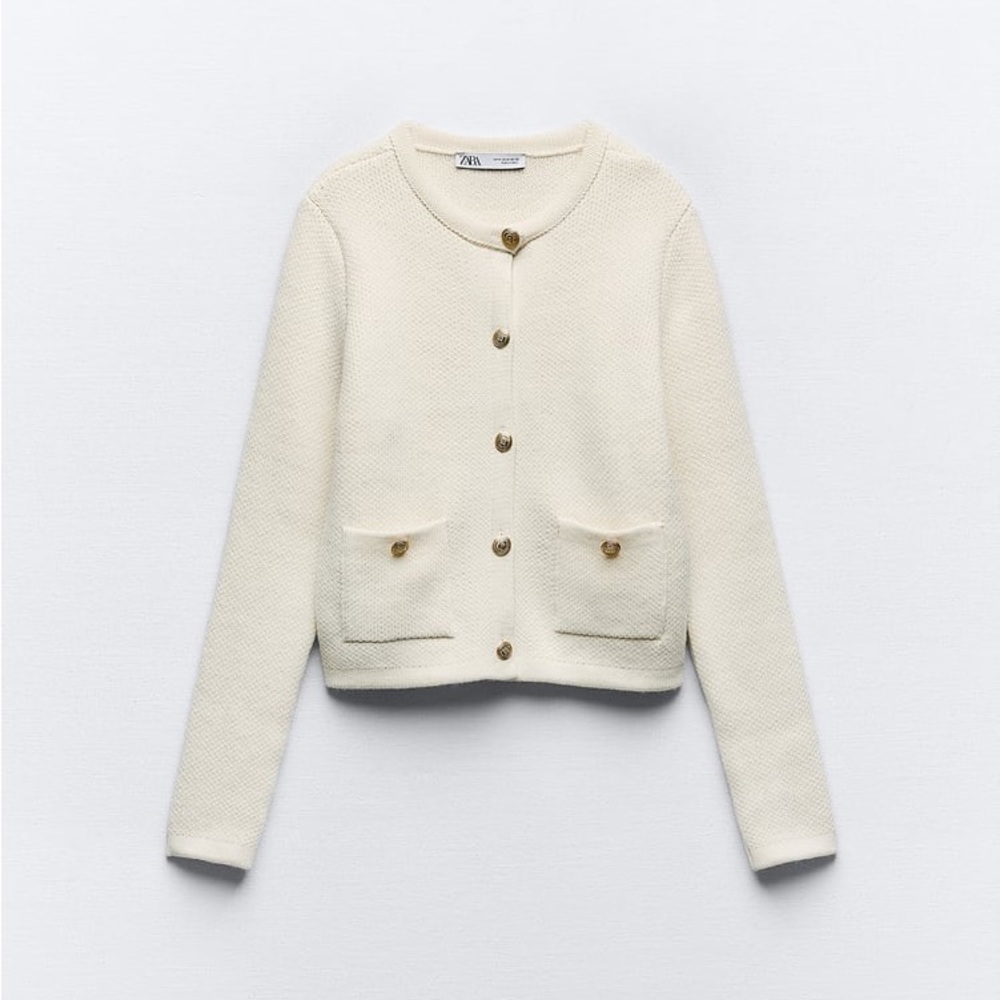 Zara KNIT CARDIGAN WITH GOLDEN BUTTONS